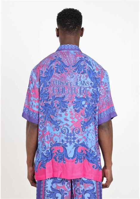 Camicia da uomo multicolor stampa astratta motivo barocco e logo VERSACE JEANS COUTURE | 76GAL2BANS437261